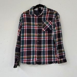 Shawn White Plaid Red Green Button Up‎ Youth Flannel XL